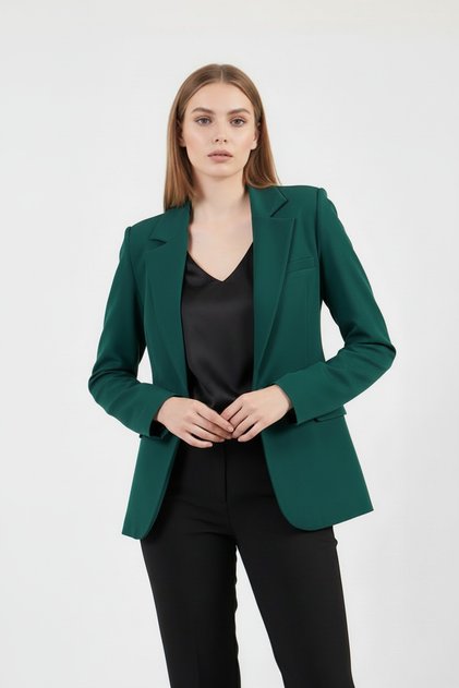 Jachetă verde smarald cu un singur nasture
