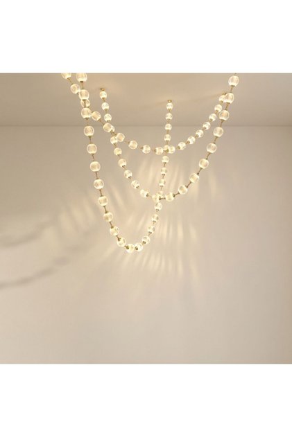 Balinal Modern Balinal Hand-Blown Glass Bead Chandelier – Elegant Catenary Strand Hanging Ceiling Light