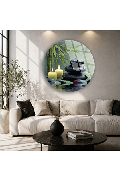 TAULART Unbreakable Glass Table, Modern Wall Decoration Zen Stone