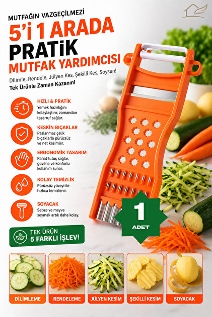 FLY LIFE Çok Fonksiyonlu Sebze Doğrayıcı ve Spiral Rende