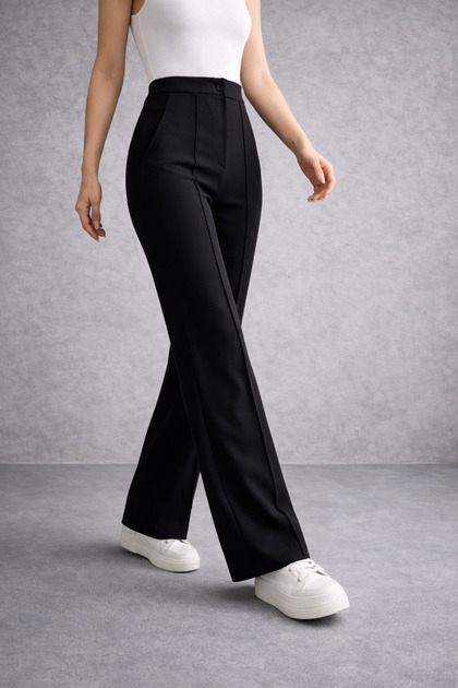 women's high waisted wide leg dress pants NYDJ Marilyn Straight Pants - Black - Black