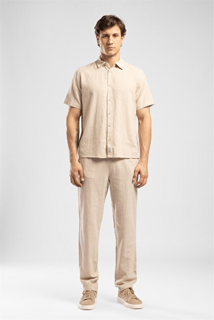 Lee Cooper Lastikli Bel Relaxed Bej Erkek Chino Pantolon 262 LCM