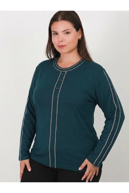 High Quality Turlu Combed Cotton Blouse with Flexible Thread Embroidery 4 Seasons 1802