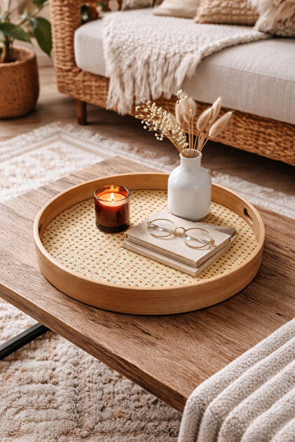 sonnenflügel Bambu Hazeranlı Rattan Tepsi Luxury Dikdörtgen ve