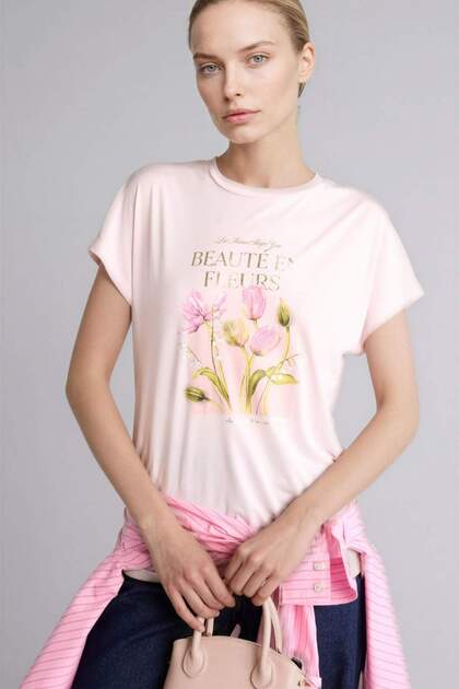 Crew Neck Floral Short Sleeve T-Shirt H2327Ax26Sm