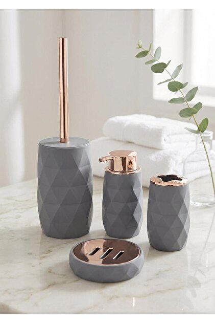 Acrylic Rose Bathroom Set - 4 Pieces, Gray