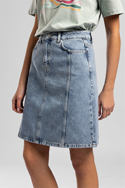 Lee Cooper New Women's 100% Cotton Jean Skirt Blue- Trendyol