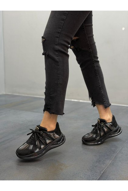 Mi̇la Black Stone Parachute Fabric Women's Casual Sportswear