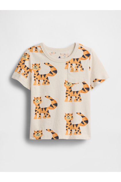 Erkek Bebek Bej Mix & Match Cep T-Shirt
