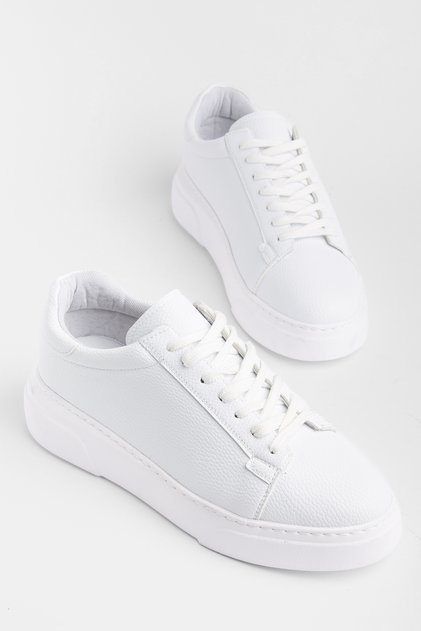 Men's White Sneaker Daily Comfortable Orthopedic Sole Lace-Up Sports Shoes