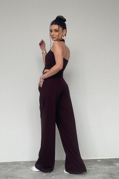 Women's Backless Button Detailed Vest Double Set