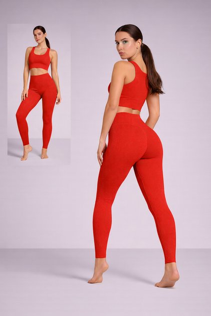 Ribbed High Waist Women's Leggings – Seamless Stretchy Fabric