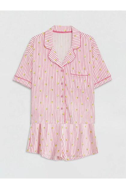 Shirt Collar Women's Shorts Pajama Set (S6)