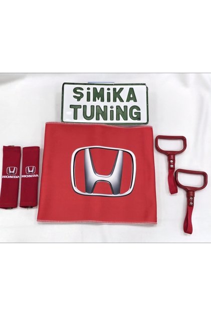 Honda Red Automobile Glove Box Towel and 2-Piece Belt Cover and 2-Piece Car Handle Cover