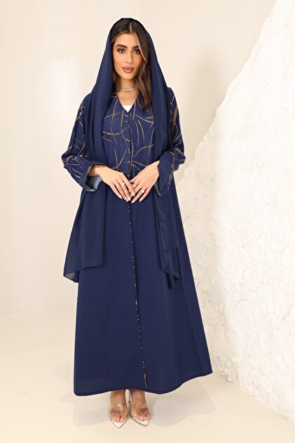 Luxury Denim Abaya with Crepe Bottom Modern Stylish Modest Wear For Perfect Outfit