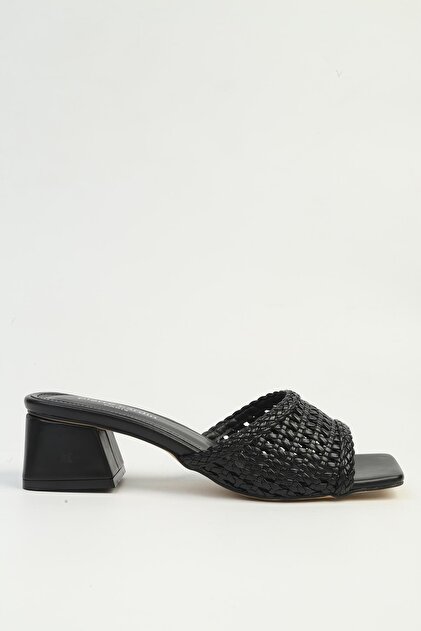 Black Women's Heeled Slippers Pc-55767
