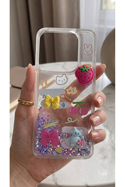 Infinix Hot 50I Case Transparent Protective Cover with Moving Glitter 3D Characters and Love Figures