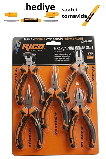 Rico Mini Pense Seti Kargaburun Yan Keski Pense 5 Parça - Fiyatı