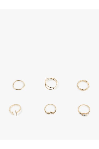 Stone Detailed 6-Piece Ring Set