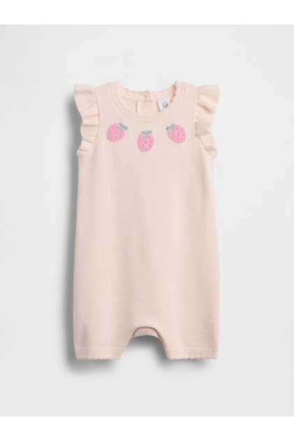 Bebek Açık Pembe Strawberry Triko Shorty Tulum