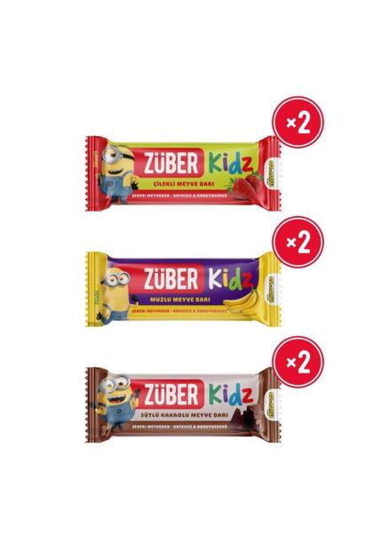 Züber Kidz Meyve Bar Tanışma Paketi 25g x 6 Adet (Çilekli, Muzlu