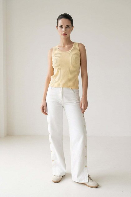 Yellow Sleeveless Crew Neck Sweater