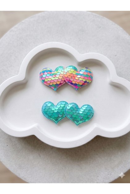 Sequin Double Heart Figured Girl's Hair Clip - Sparkling Stylish Hair Accessory