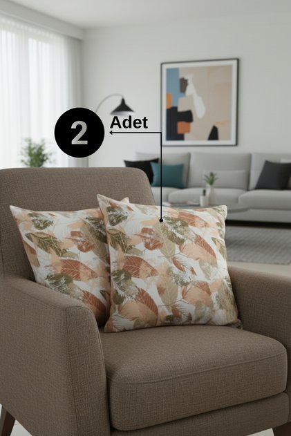 Chevron Bohem Dekoratif Punch Yastık Kırlent Kılıfı 2 Adet | 45x45 Sonbahar Rüyası Yeşil