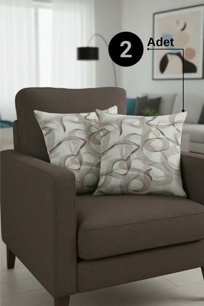 Chevron Bohemian Decorative Punch Pillow Cushion Cover 2 Pieces | 45X45 Zen Wave Brown