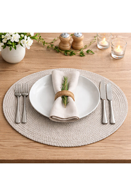 Velaris Jute Straw Placemat - Set of 6 American Style Natural Stylish Tableware Presentation 32cm