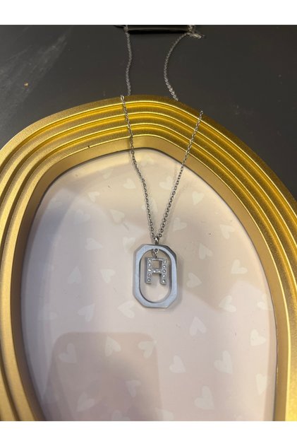 Letter H Framed Steel Necklace