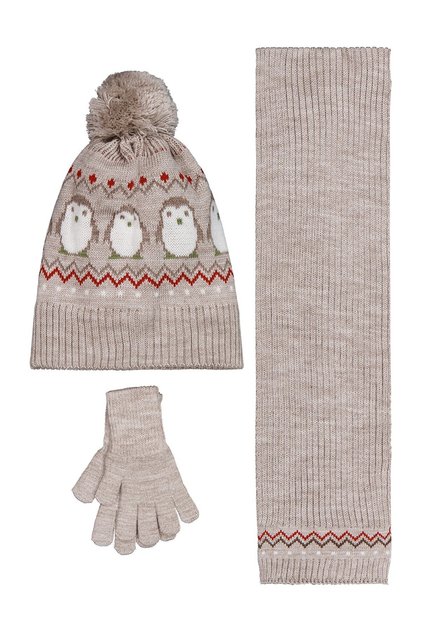 6-18 Months Scarf, Beanie and Glove Set - Beige
