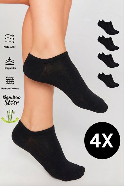 Bamboo Women's Sneaker White Socks Seamless Ankle Invisible Sports Socks Premium 4-Piece Pack