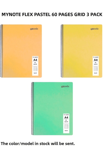 Flex Pastel Notebook A4 60 Sheets Checked 3 Pieces