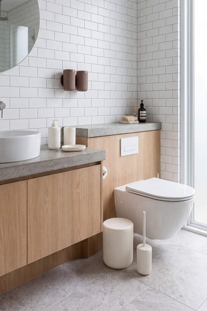5-Piece Off-White Striped Round Bathroom Set Tphss26Bst00006