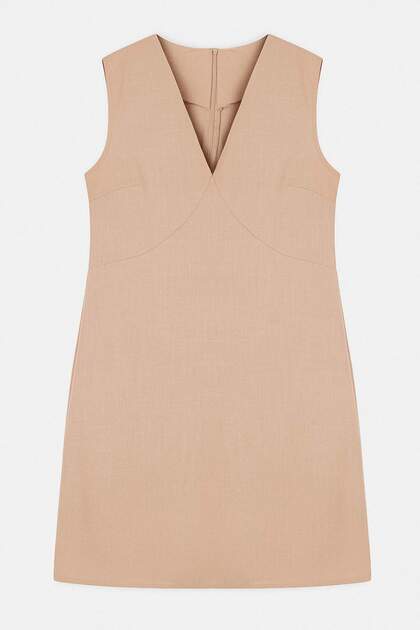 Stone Plain A-Line Short / Mini Woven Dress Twoss25El00645