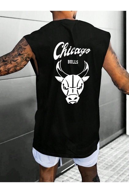 Chicago Printed Oversize Unisex Sleeveless T-Shirt