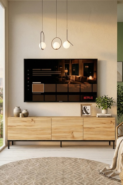 Luvio Tv Ünitesi Sehpası Metal Ayaklı 170cm Keçe-siyah Lv6-kl