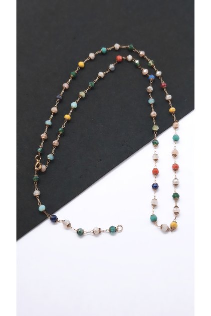 Crystal Colored Bead Steel Necklace