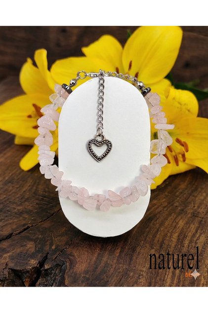 Original Pink Quartz Cracked Natural Stone Lady Bracelet | Love Magnet