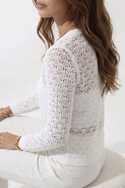 Devinka Women's White Lace Cardigan- Trendyol