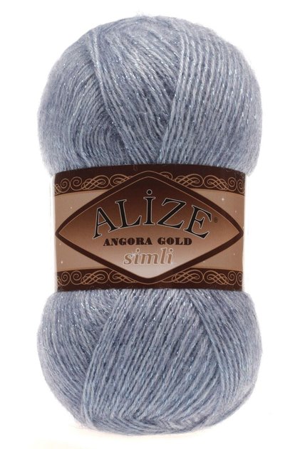 Angora Gold Glitter Hand Knitting Yarn Yarn Wool Color Code:221-Denim Melange
