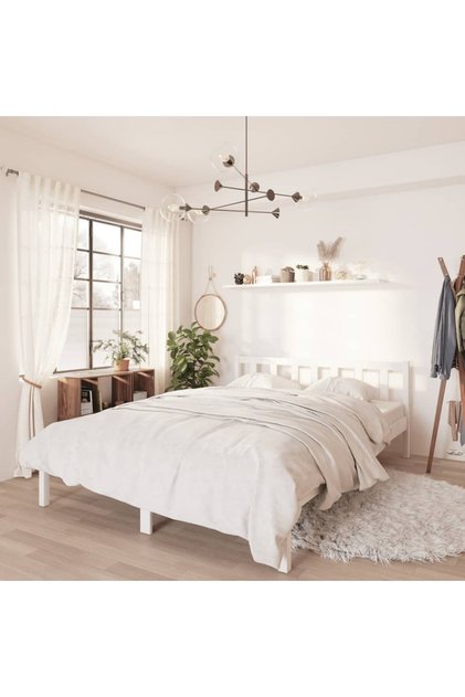 810083 Bed Frame without Mattress White Solid Wood 140x200 cm