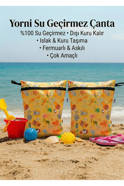 Ekonomik Set, Toplam 2 Adet 30x37cm, Summer desen Sıvı Geçirmez Çanta, Torba