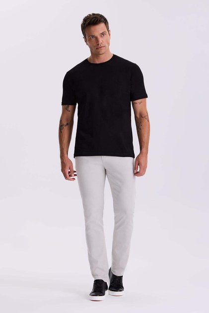 Black 100% Cotton Slim Fit Crew Neck Basic T-Shirt