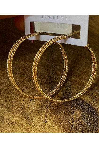 Bronze Color Luxury Showy Figured Hoop Earrings