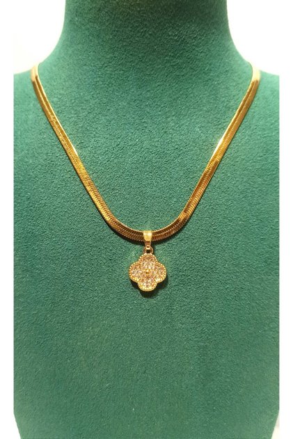 Gold Color Luxurious Ornate Figured Steel Necklace