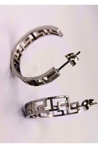 Silver Color Figured Steel Earrings