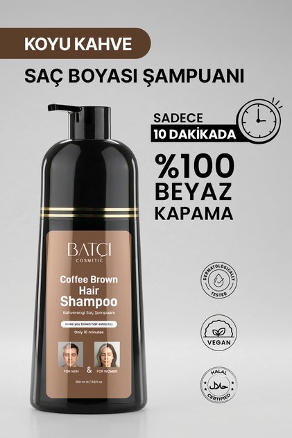 Beyaz Saçlar İçin Koyu Kahve Anında Etkili Saç Boyası Şampuan 350 Ml