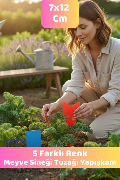 5 Adet Çift Taraflı Saksı Sinek Kovucu Bitki Koruma Meyve Sineği Fungus Sineği Yapışkan Tuzağı